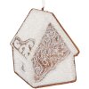 Clayre & Eef 6PR5334 Decoratie Hanger Huis 9x1x10 cm Wit Bruin