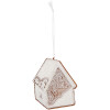 Clayre & Eef 6PR5334 Decoratie Hanger Huis 9x1x10 cm Wit Bruin