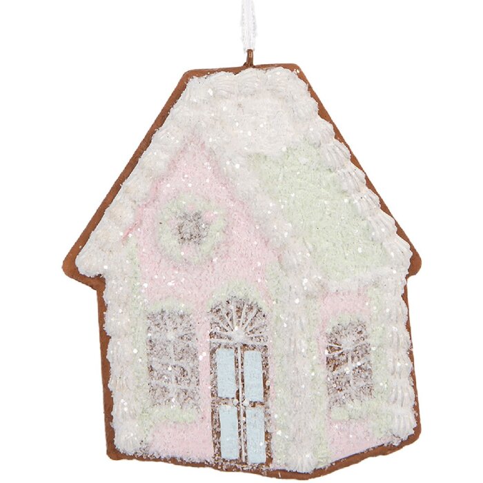 Clayre & Eef 6PR5335 Decoratiehanger Huis 9x1x10 cm Roze