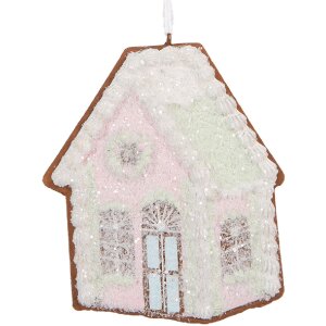 Clayre & Eef 6PR5335 Decoratiehanger Huis 9x1x10 cm Roze