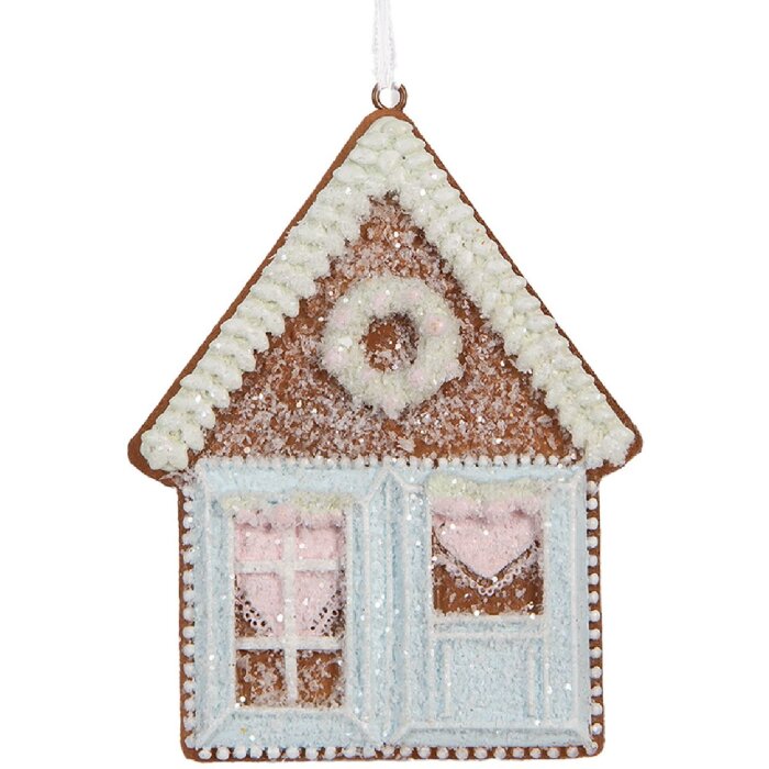 Clayre & Eef 6PR5337 Decoratie Hanger Huis 8x1x10 cm Blauw Wit