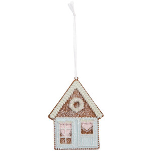 Clayre & Eef 6PR5337 Decoratie Hanger Huis 8x1x10 cm Blauw Wit