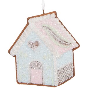 Clayre & Eef 6PR5338 Decoratiehanger Huis 9x1x10 cm Blauw Wit
