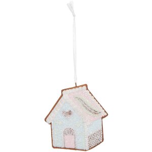Clayre & Eef 6PR5338 Decoratiehanger Huis 9x1x10 cm Blauw Wit