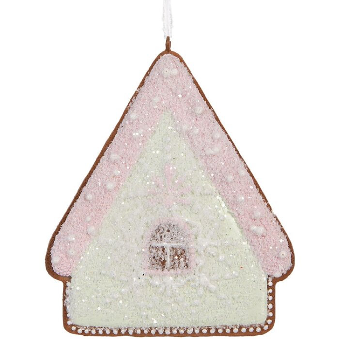 Clayre & Eef 6PR5339 Hangdecoratie Huis 9x1x10 cm Groen en Roze