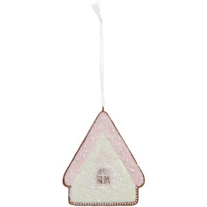 Clayre & Eef 6PR5339 Hangdecoratie Huis 9x1x10 cm Groen en Roze