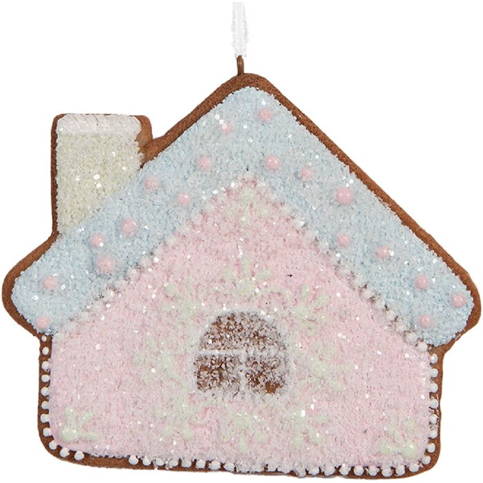 Clayre & Eef 6PR5340 Decoratie Hangdecor Huis 9x1x8 cm Roze en Blauw