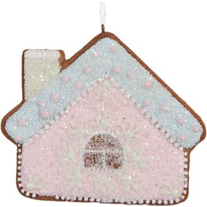 Clayre & Eef 6PR5340 Decoratie Hangdecor Huis 9x1x8 cm Roze en Blauw
