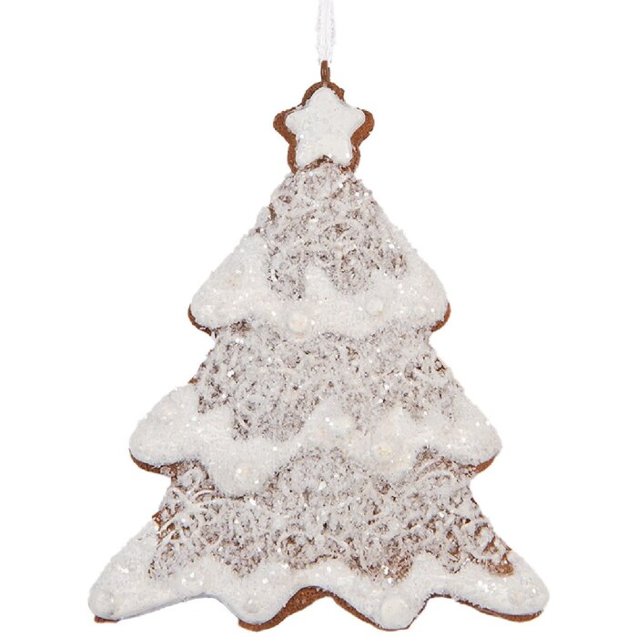 Clayre & Eef 6PR5343 Kerstboomhanger 9x1x10 cm Wit Bruin
