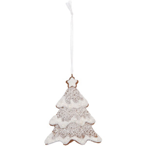 Clayre & Eef 6PR5343 Kerstboomhanger 9x1x10 cm Wit Bruin