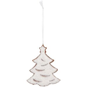 Clayre & Eef 6PR5344 Kerstboom Ornament 9x1x10 cm Wit...