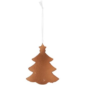 Clayre & Eef 6PR5344 Kerstboom Ornament 9x1x10 cm Wit Bruin