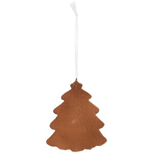 Clayre & Eef 6PR5345 Decoratiehanger Kerstboom 9x1x10 cm Wit Bruin