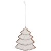 Clayre & Eef 6PR5345 Decoratiehanger Kerstboom 9x1x10 cm Wit Bruin