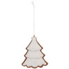 Clayre & Eef 6PR5346 Kerstboom Ornament 9x1x10 cm Wit Bruin