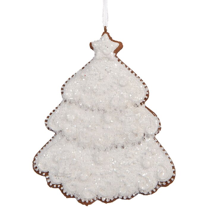 Clayre & Eef 6PR5347 Kerstboomhanger 9x1x10 cm Wit Bruin