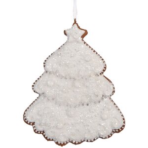 Clayre & Eef 6PR5347 Kerstboomhanger 9x1x10 cm Wit Bruin