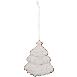 Clayre & Eef 6PR5347 Kerstboomhanger 9x1x10 cm Wit Bruin