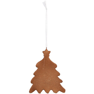 Clayre & Eef 6PR5349 Kerstornament Kerstboom 9x1x10 cm Wit Bruin
