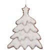 Clayre & Eef 6PR5349 Kerstornament Kerstboom 9x1x10 cm Wit Bruin