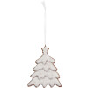 Clayre & Eef 6PR5349 Kerstornament Kerstboom 9x1x10 cm Wit Bruin