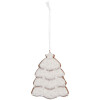 Clayre & Eef 6PR5350 Decoratiehanger Kerstboom 8x1x10 cm Wit Bruin