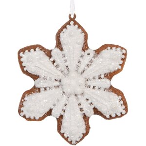 Clayre & Eef 6PR5353 Decoratie Hanger Sneeuwvlok 9x1x10 cm Wit