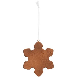 Clayre & Eef 6PR5354 Kerst Hangdecoratie Sneeuwvlok 9x1x10 cm Wit Bruin