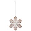 Clayre & Eef 6PR5354 Kerst Hangdecoratie Sneeuwvlok 9x1x10 cm Wit Bruin