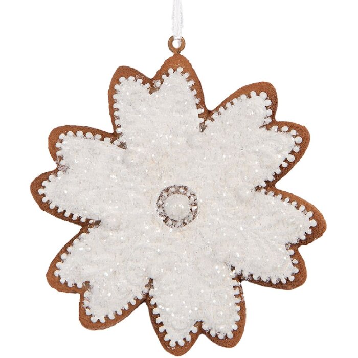 Clayre & Eef 6PR5356 Decoratiehanger Sneeuwvlok 9x1x10 cm Wit