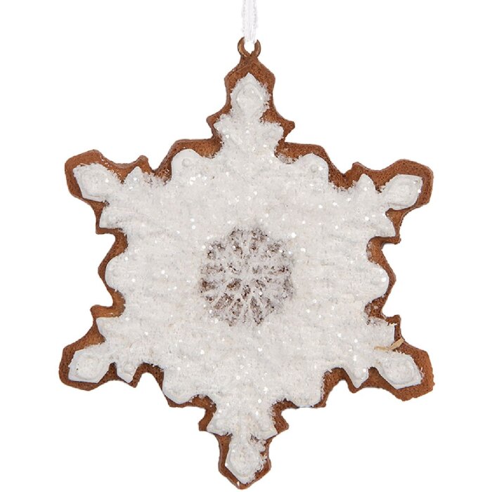 Clayre & Eef 6PR5357 Decoratie Hangdecor Sneeuwvlok 9x1x10 cm Wit Bruin