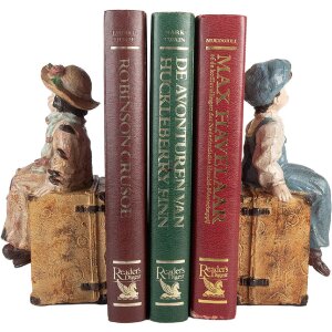 Clayre & Eef 6PR5556 Boekensteunen Set 19x10x22 cm Bruin & Blauw