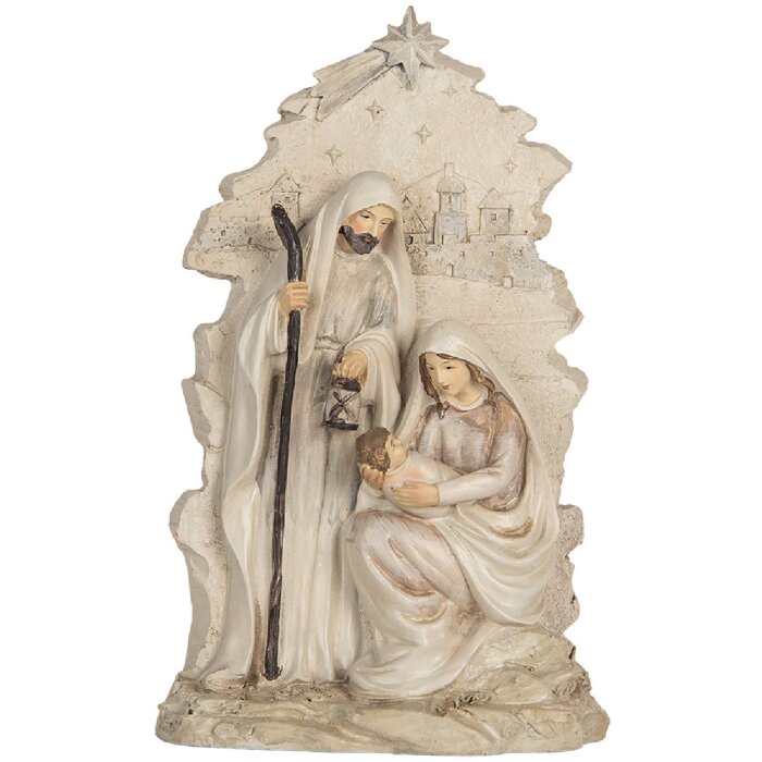 Clayre & Eef 6PR5923 Kerstgroep 15x7x24 cm Beige/Wit