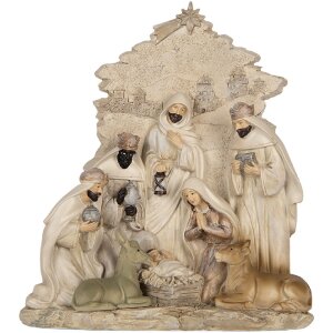 Clayre & Eef 6PR5924 Kerstgroep 24x8x27 cm Beige en Wit