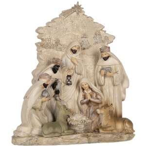 Clayre & Eef 6PR5924 Kerstgroep 24x8x27 cm Beige en Wit