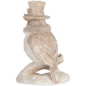 Clayre & Eef 6PR5925 Decoratie Vogel 5x3x8 cm Beige en Wit