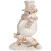 Clayre & Eef 6PR5925 Decoratie Vogel 5x3x8 cm Beige en Wit