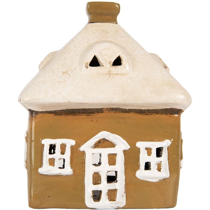 Clayre & Eef 6CE2184 Decoratiehuis 12x9x14 cm Bruin-Beige