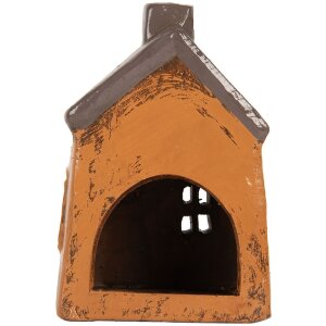 Clayre & Eef 6CE2193 Decoratief Huis 9x7x13 cm Oranje Grijs