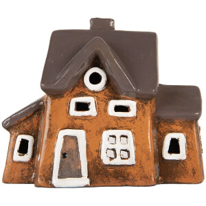 Clayre & Eef Decoratie Huis 20x11x16 cm Oranje Grijs