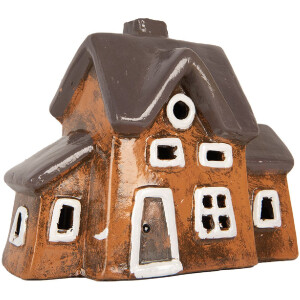Clayre & Eef Decoratie Huis 20x11x16 cm Oranje Grijs