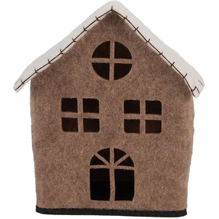 Clayre & Eef 66305 Vilt Huis 17x9x19 cm Bruin en Wit