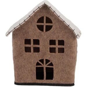 Clayre & Eef 66305 Vilt Huis 17x9x19 cm Bruin en Wit