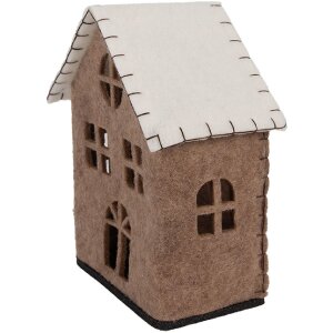Clayre & Eef 66305 Vilt Huis 17x9x19 cm Bruin en Wit