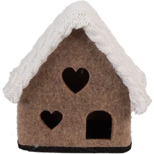 Clayre & Eef 66306 Vilt Huisje 13x10x13 cm Bruin Wit