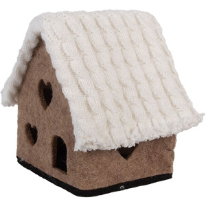 Clayre & Eef 66306 Vilt Huisje 13x10x13 cm Bruin Wit