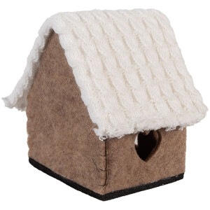 Clayre & Eef 66306 Vilt Huisje 13x10x13 cm Bruin Wit