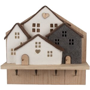Clayre & Eef 66307 Garderobe met vilthuisjes 40x13x40 cm
