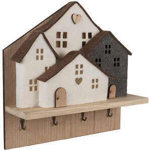 Clayre & Eef 66307 Garderobe met vilthuisjes 40x13x40 cm