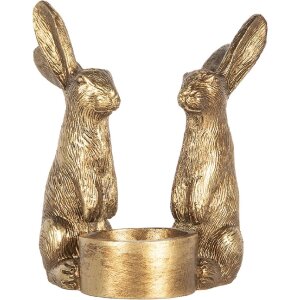 Clayre & Eef 6PR5741 Kandelaar Konijn 10x8x12 cm Goud